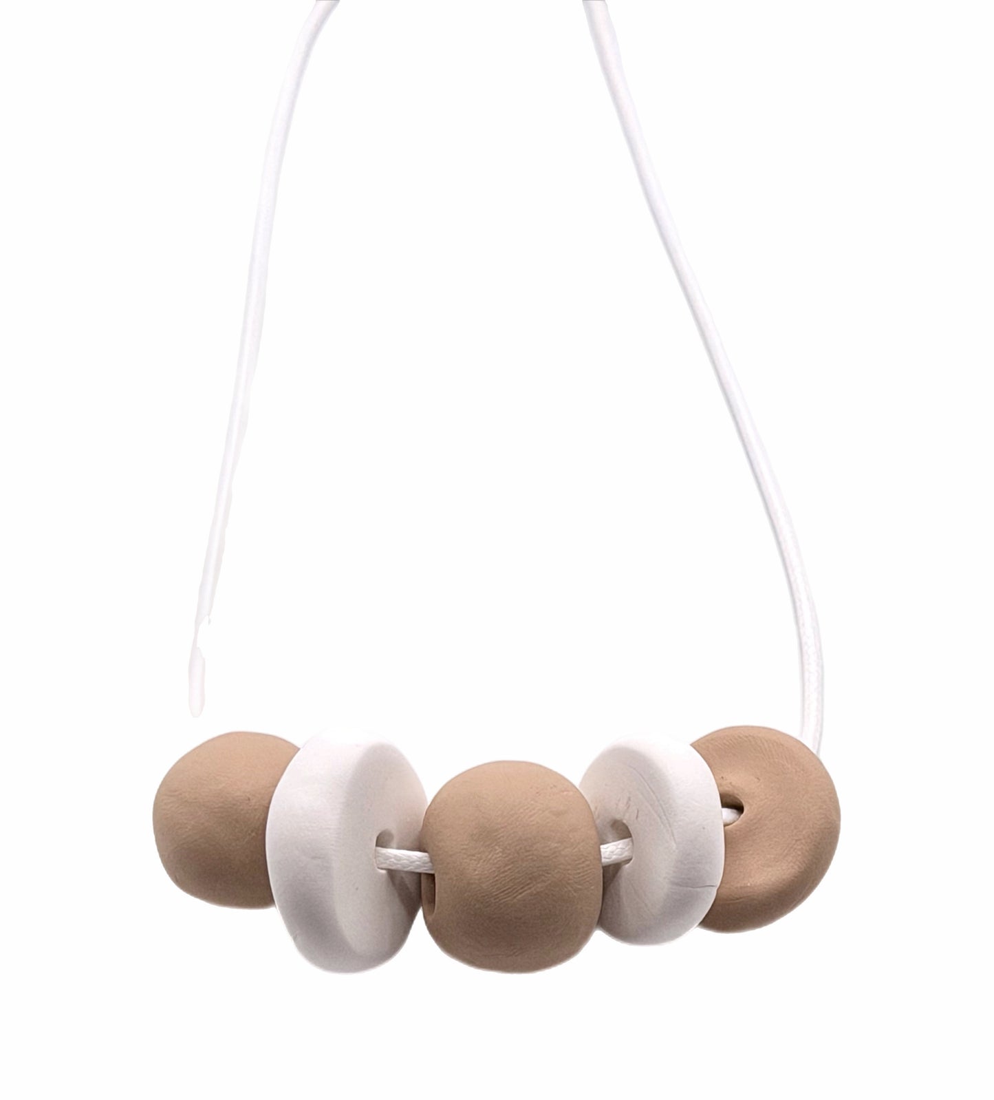MODERN MINIMALIST NECKLACE: TAN AND WHITE
