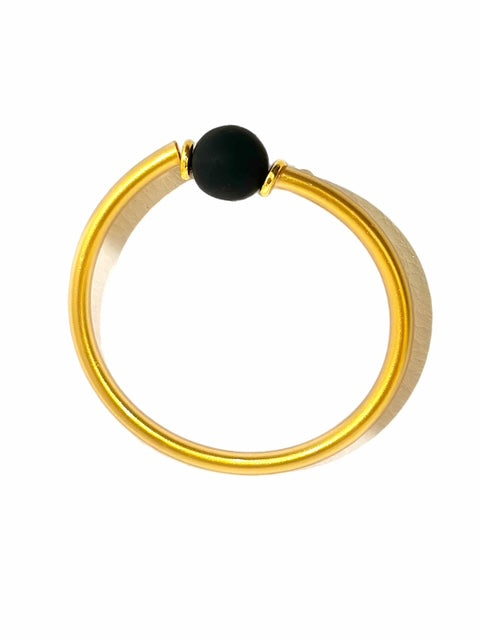 Modern Minimalist Bangle: Gold with Hand-Sculpted Bead