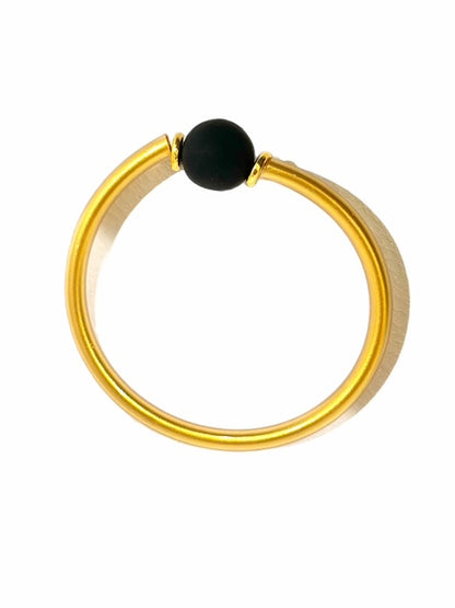 Modern Minimalist Bangle: Gold with Hand-Sculpted Bead
