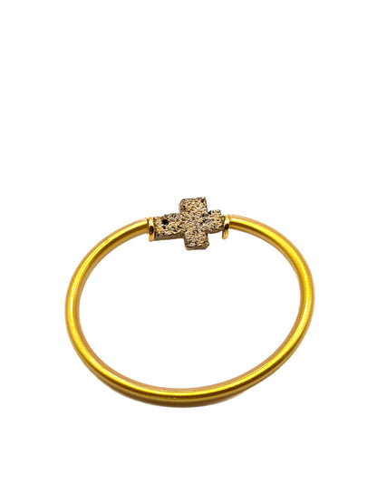 Modern Minimalist Bangle: GOLD OR SILVER WITH CROSS