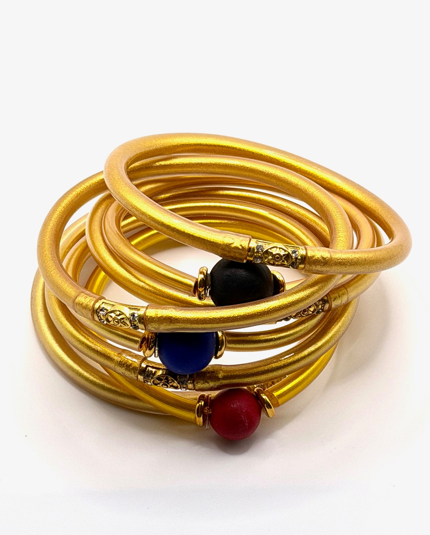 Modern Minimalist Bangle: Gold with Hand-Sculpted Bead