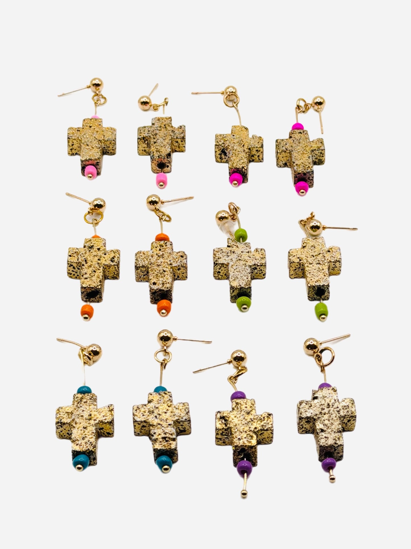 Cross Earrings: Gold