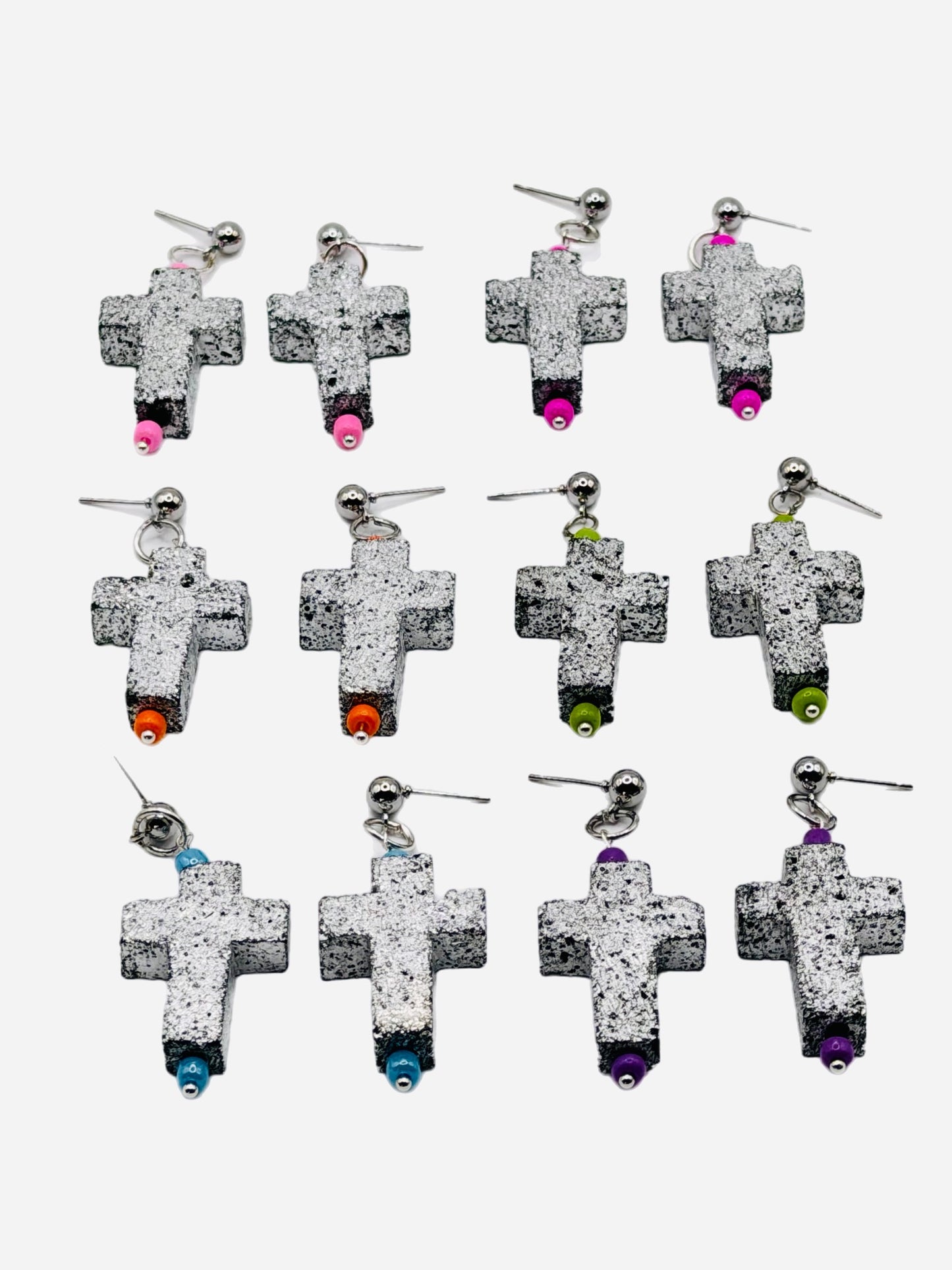Cross Earrings: Silver