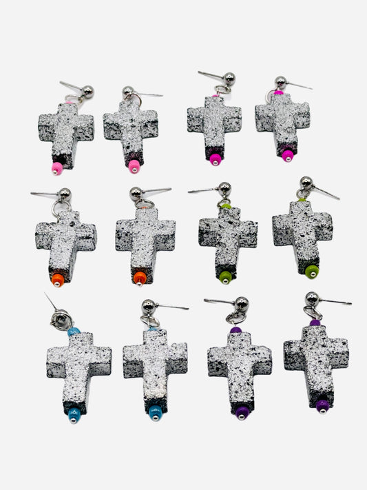 Cross Earrings: Silver