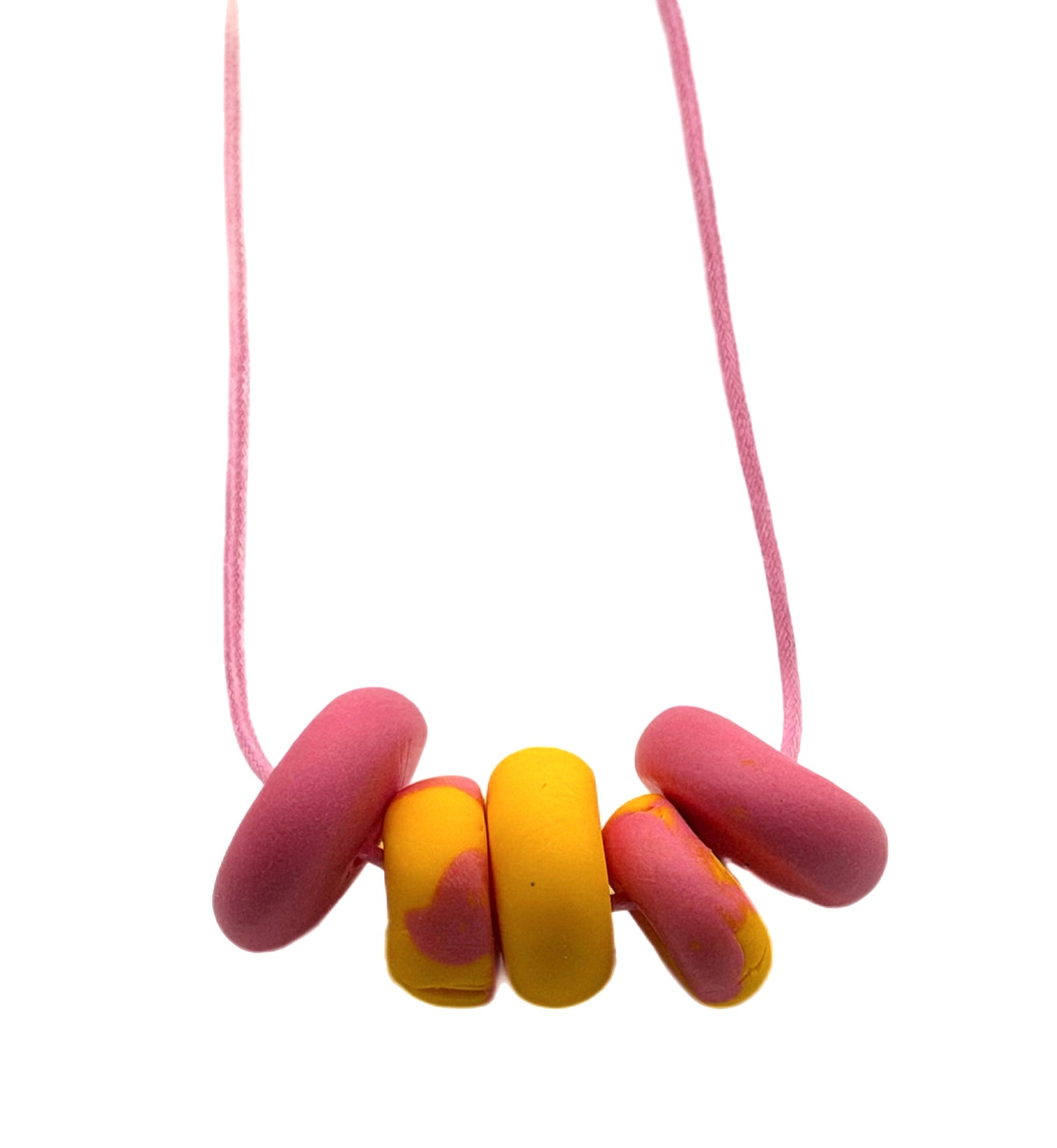 MODERN MINIMALIST NECKLACE: ROSE PINK AND YELLOW