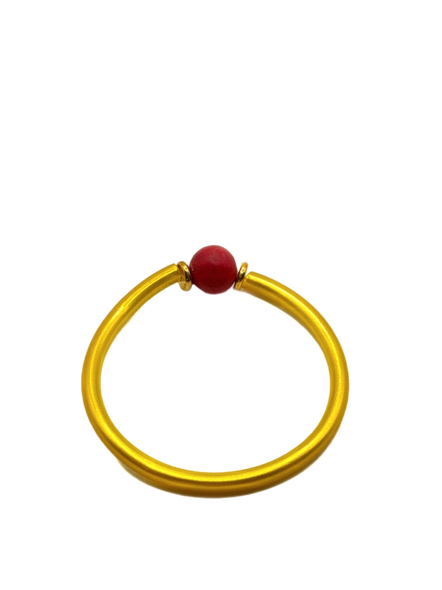 Modern Minimalist Bangle: Gold with Hand-Sculpted Bead