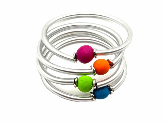 Modern Minimalist Bangle: SILVER WITH HAND-SCULPTED BEAD