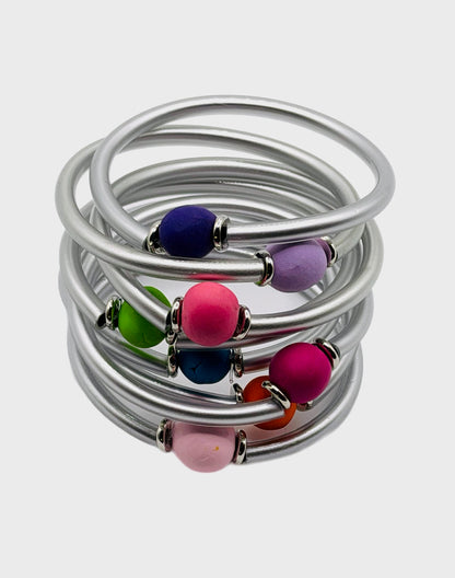 Modern Minimalist Bangle: SILVER WITH HAND-SCULPTED BEAD