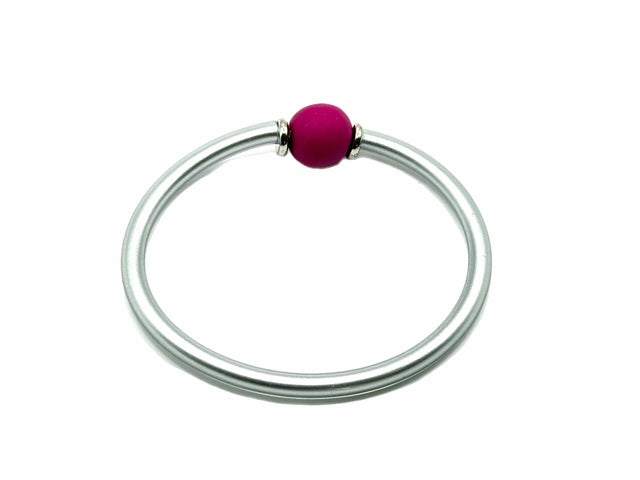 Modern Minimalist Bangle: SILVER WITH HAND-SCULPTED BEAD