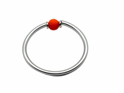 Modern Minimalist Bangle: SILVER WITH HAND-SCULPTED BEAD
