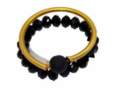 Modern Minimalist Bangle Set with Rondelle Beaded Bracelet