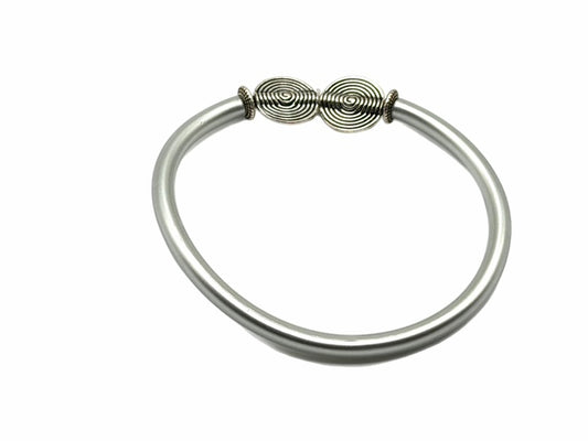 Modern Minimalist Bangle with Silver Disc Beads