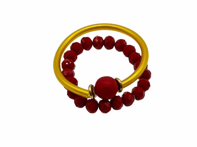 Modern Minimalist Bangle Set with Rondelle Beaded Bracelet