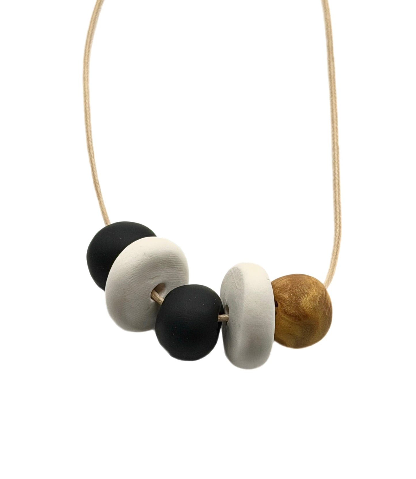 MODERN MINIMALIST NECKLACE: BLACK WHITE AND GOLD