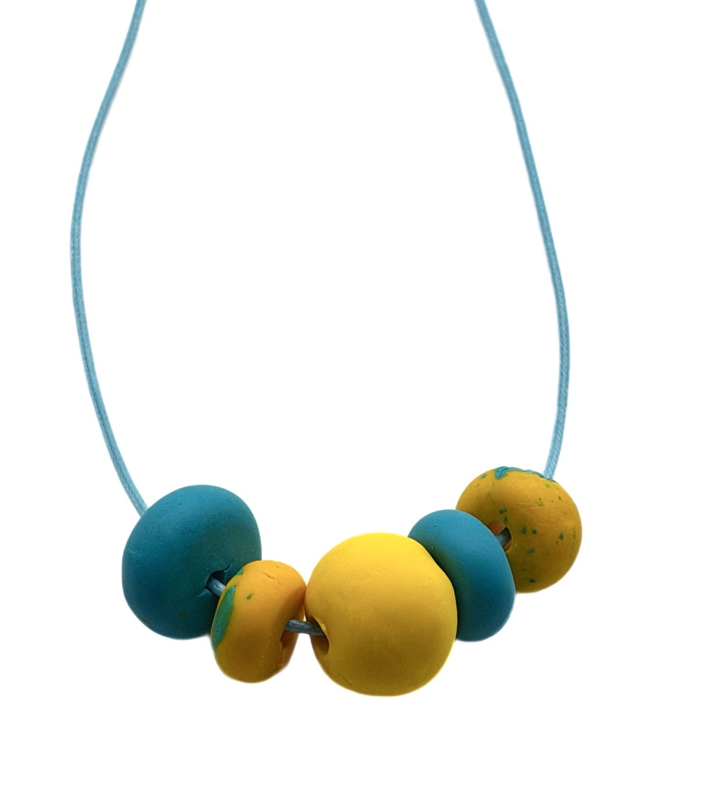 MODERN MINIMALIST NECKLACE: BRIGHT BLUE AND YELLOW