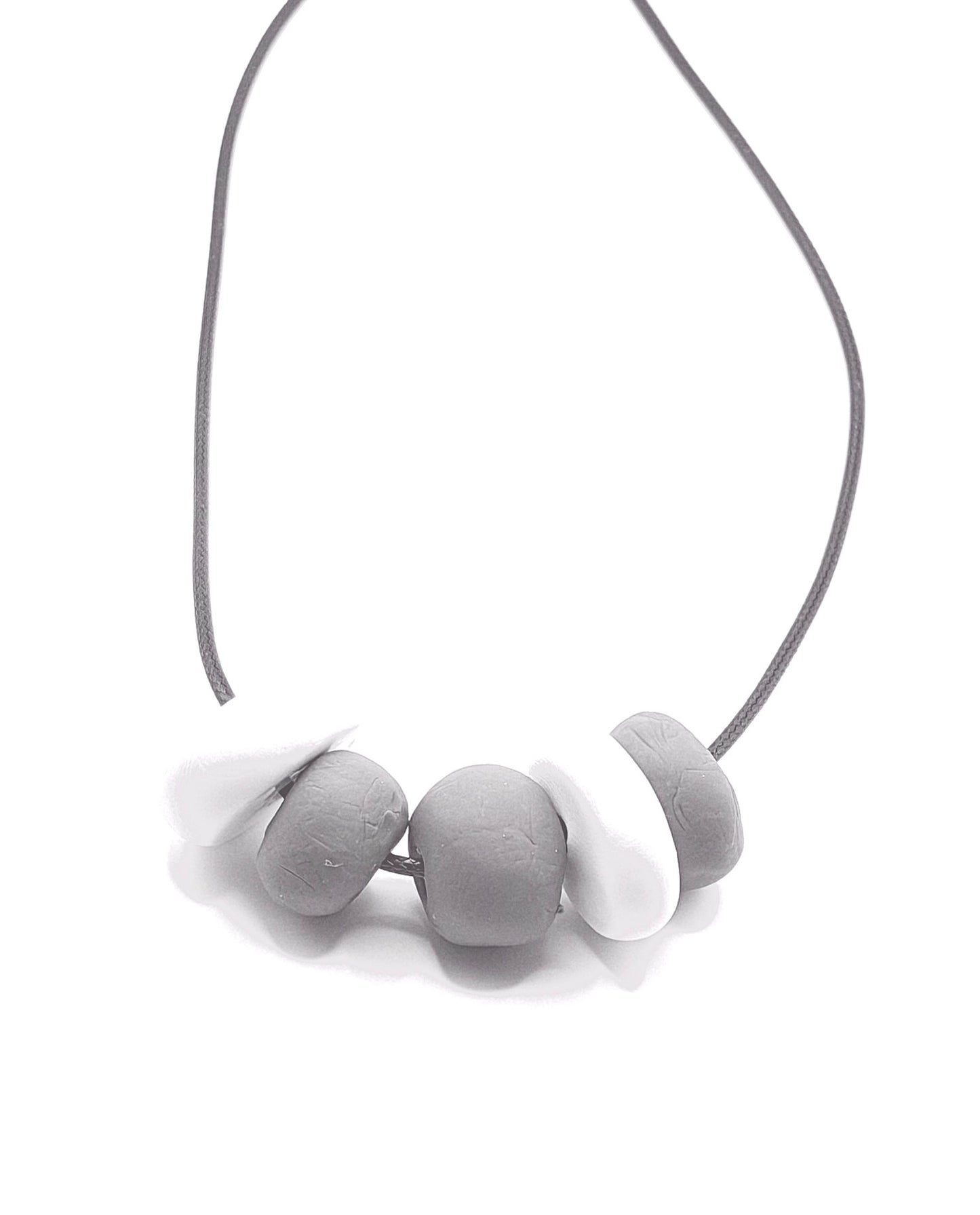 MODERN MINIMALIST NECKLACE: GRAY AND WHITE