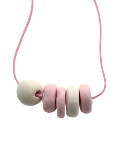 MODERN MINIMALIST NECKLACE: BABY PINK OR BLUE AND WHITE