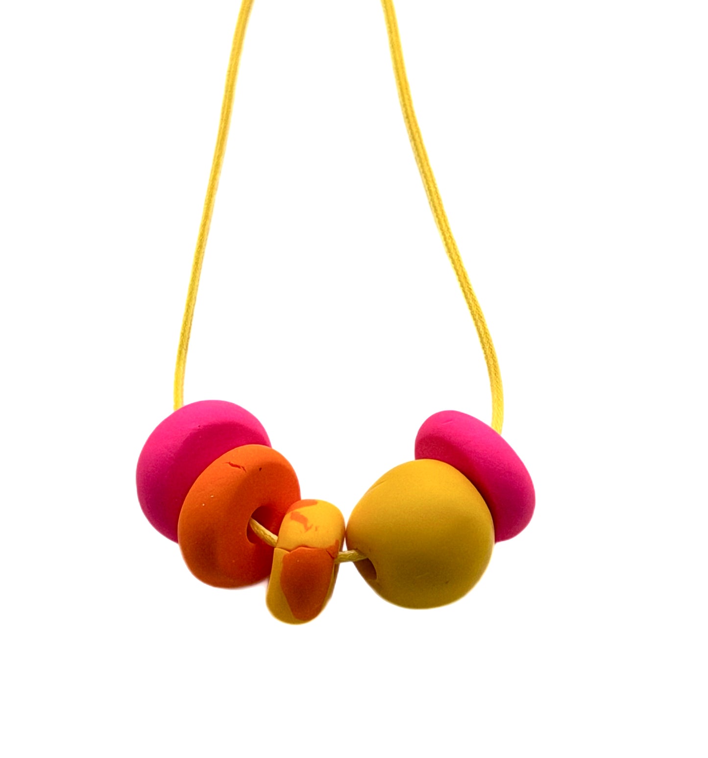 MODERN MINIMALIST NECKLACE: HOT PINK ORANGE AND YELLOW