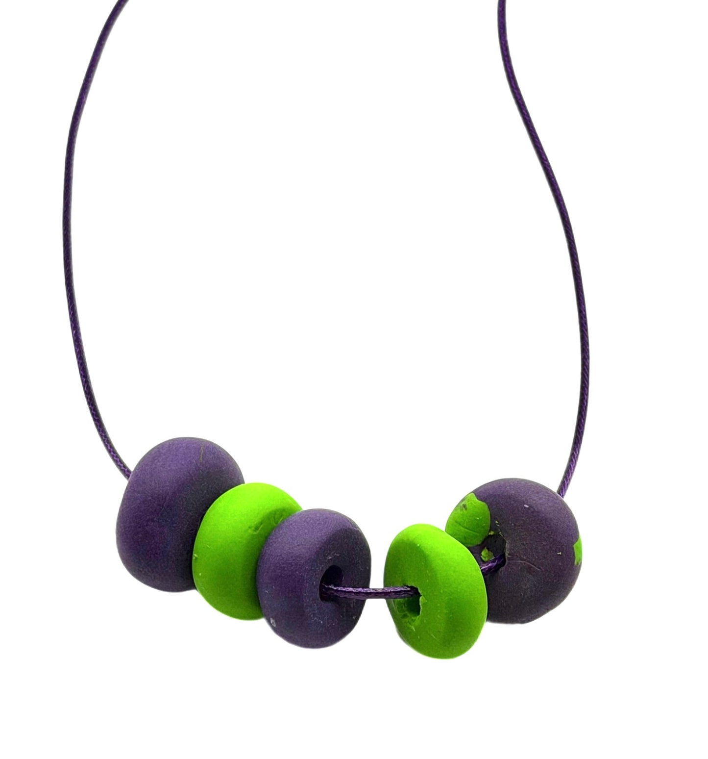 MODERN MINIMALIST NECKLACE: PURPLE AND LIME